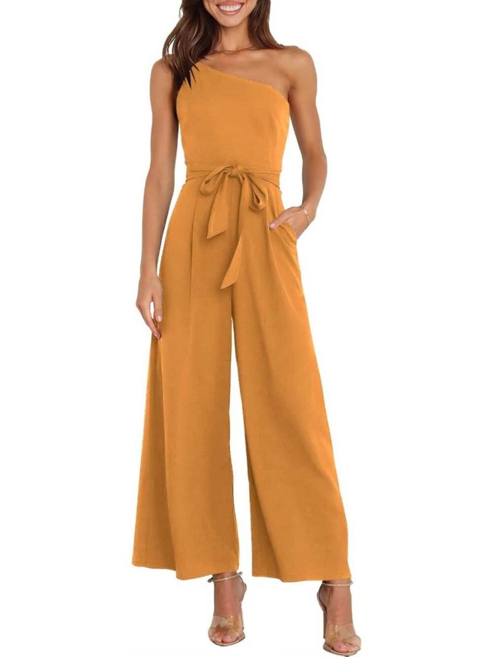 Chic One Shoulder Sleeveless Jumpsuit Romper for Women - Dressy & Stylish Outfit
